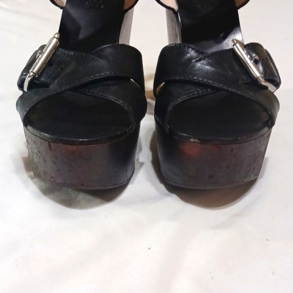 Michael Kors Chunky Platform Wooden Heeled Sandals Shoes Size 7.5 - Picture 4 of 12